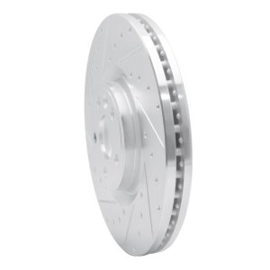 Jaguar E-Pace Brake Rotor (1) - Front Left - R1 Concepts - Drilled & Slotted - Silver - `18-`20